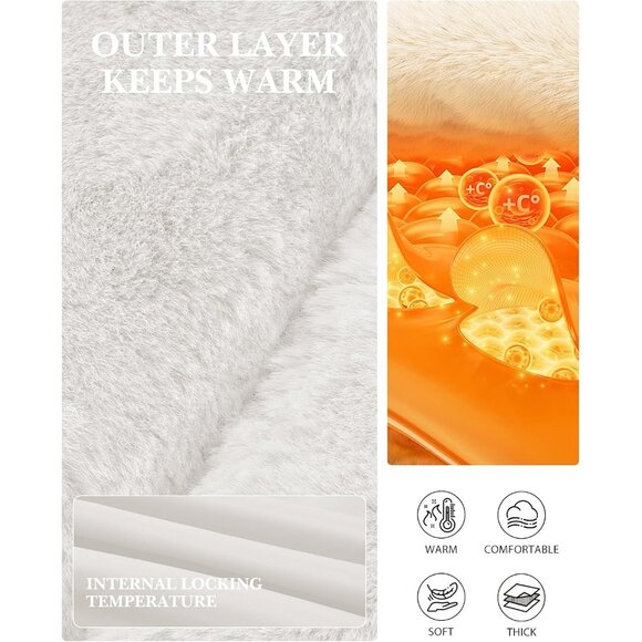 Women's Faux Fur Coat Long Sleeves Open Front Warm Winter Cropped Jacket White - Picture 6 of 6